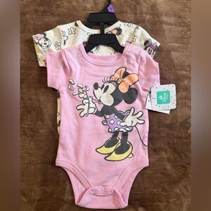 Disney Minnie Mouse Pink and Cream Bodysuits 12M NWT